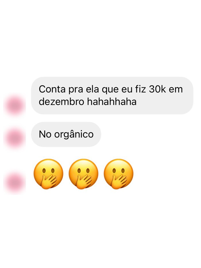 Print de conversa: aluna conta que fez 30 mil em dezembro no orgânico